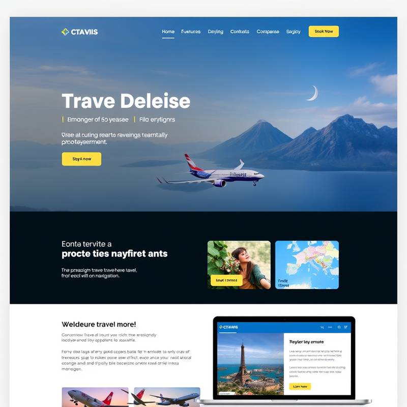 A visually appealing, responsive website design for a fictional travel agency, showing clean layout and user-friendly navigation.