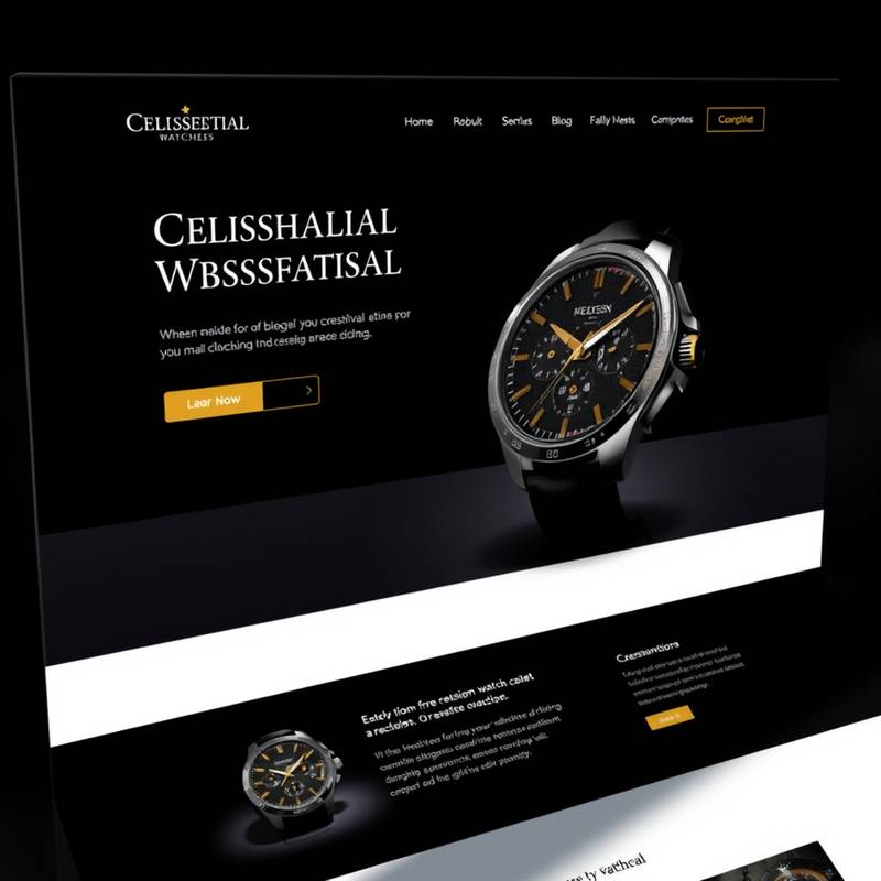 Elegant website design for 'Celestial Watches', featuring a dark theme and focus on product showcases.